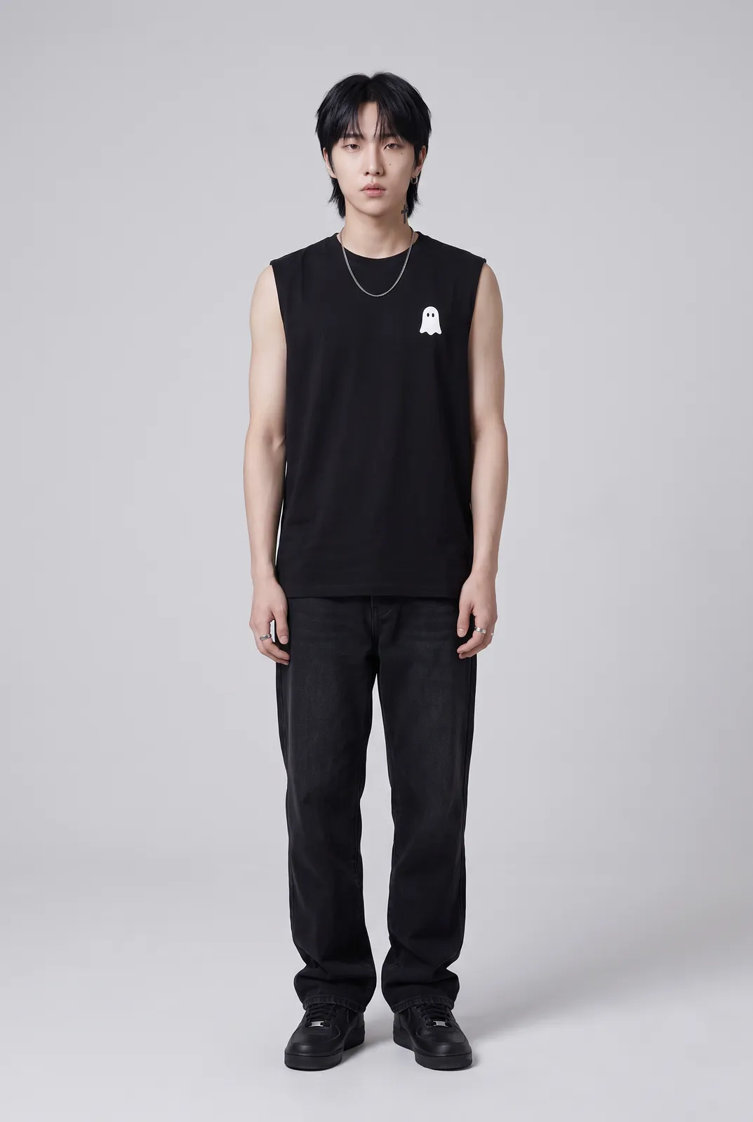 Jae Park wearing the GHOST Muscle Tee in Black, front hero