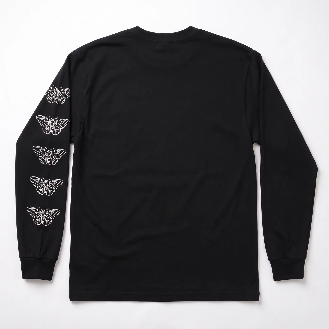 MOTH Longsleeve in Black, laid flat, back