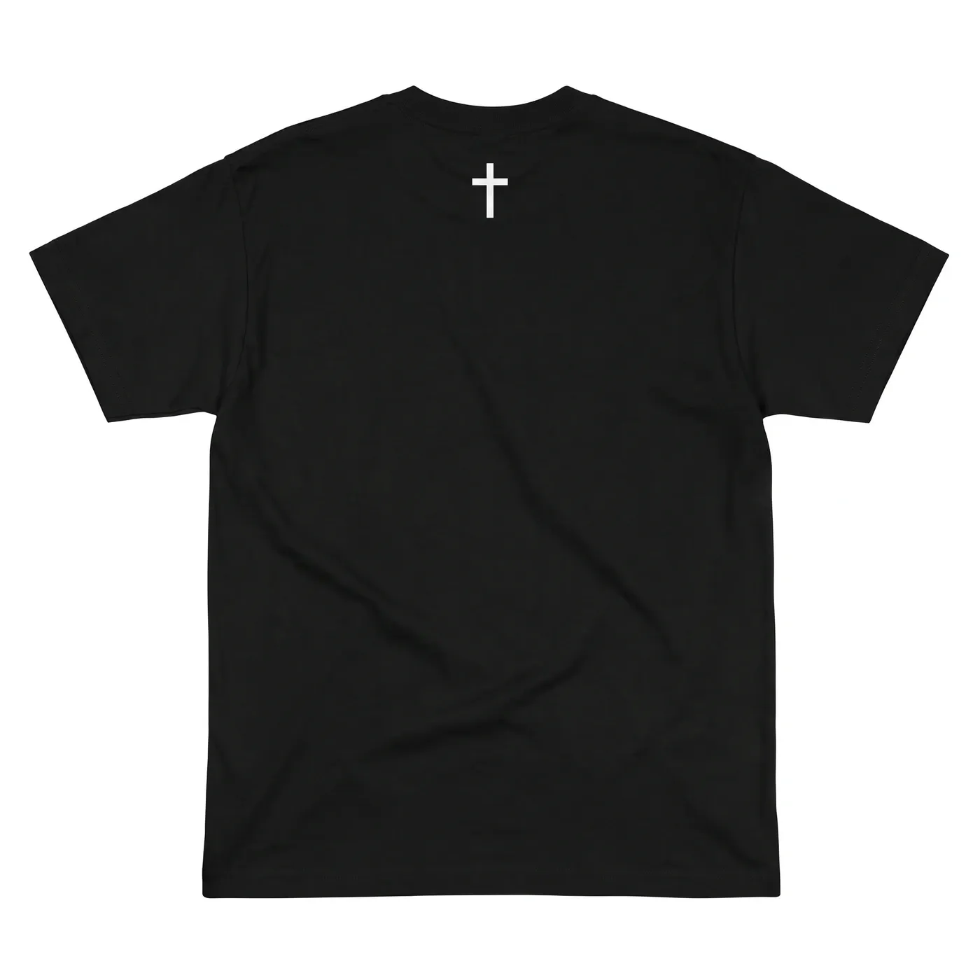 SINNER Tee in Black, laid flat, back