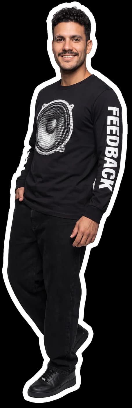 Sticker cutout of diego wearing a Trashy T-Shirts tee